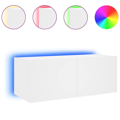 Mobile TV a Parete con Luci LED Bianco 80x35x31 cm
