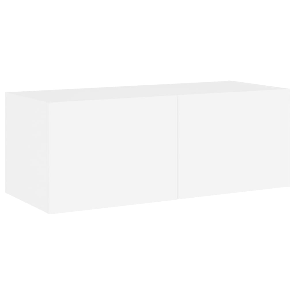 Mobile TV a Parete con Luci LED Bianco 80x35x31 cm - homemem39