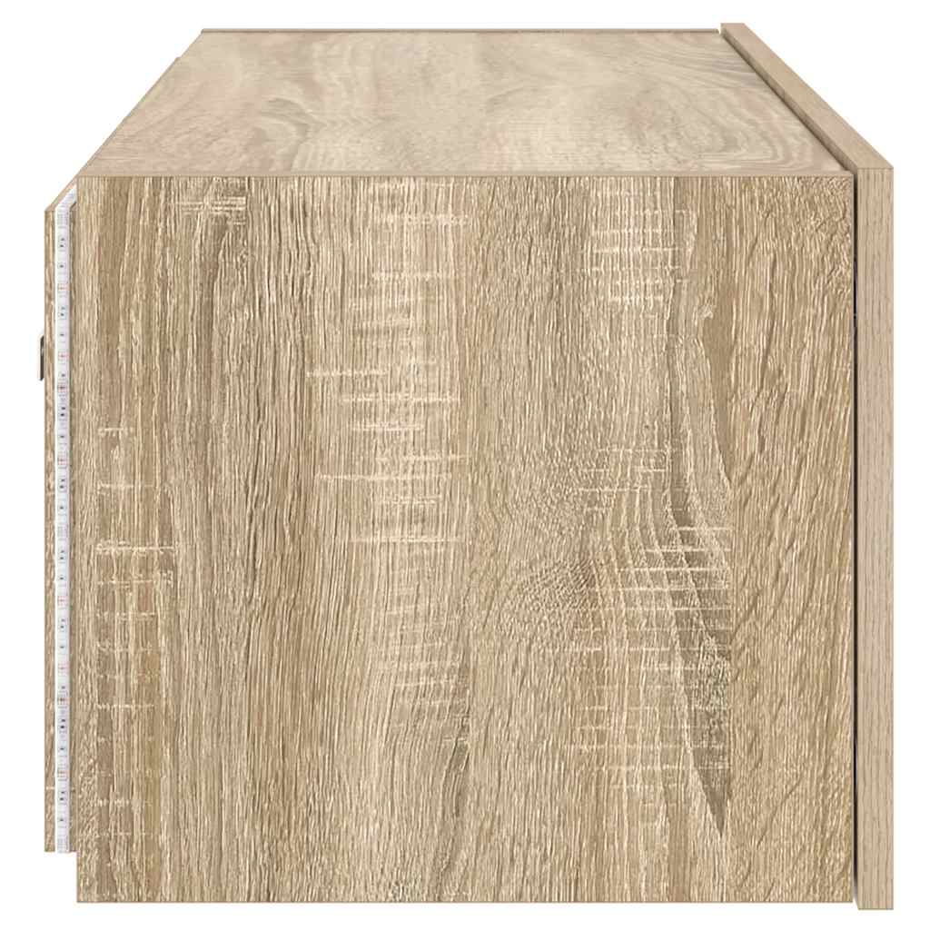 Mobile TV a Parete con Luci LED Rovere Sonoma 80x35x31 cm