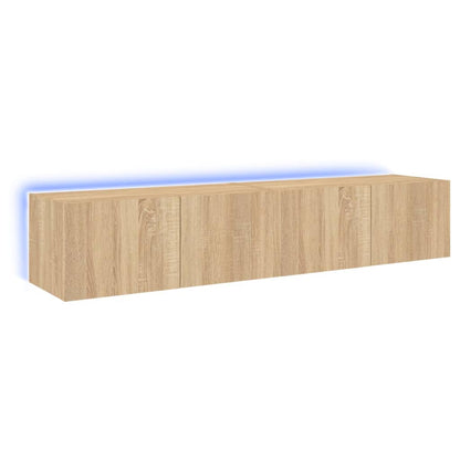 Mobili TV a Parete con Luci LED 2pz Rovere Sonoma 80x35x31 cm - homemem39