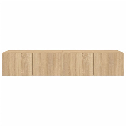 Mobili TV a Parete con Luci LED 2pz Rovere Sonoma 80x35x31 cm - homemem39
