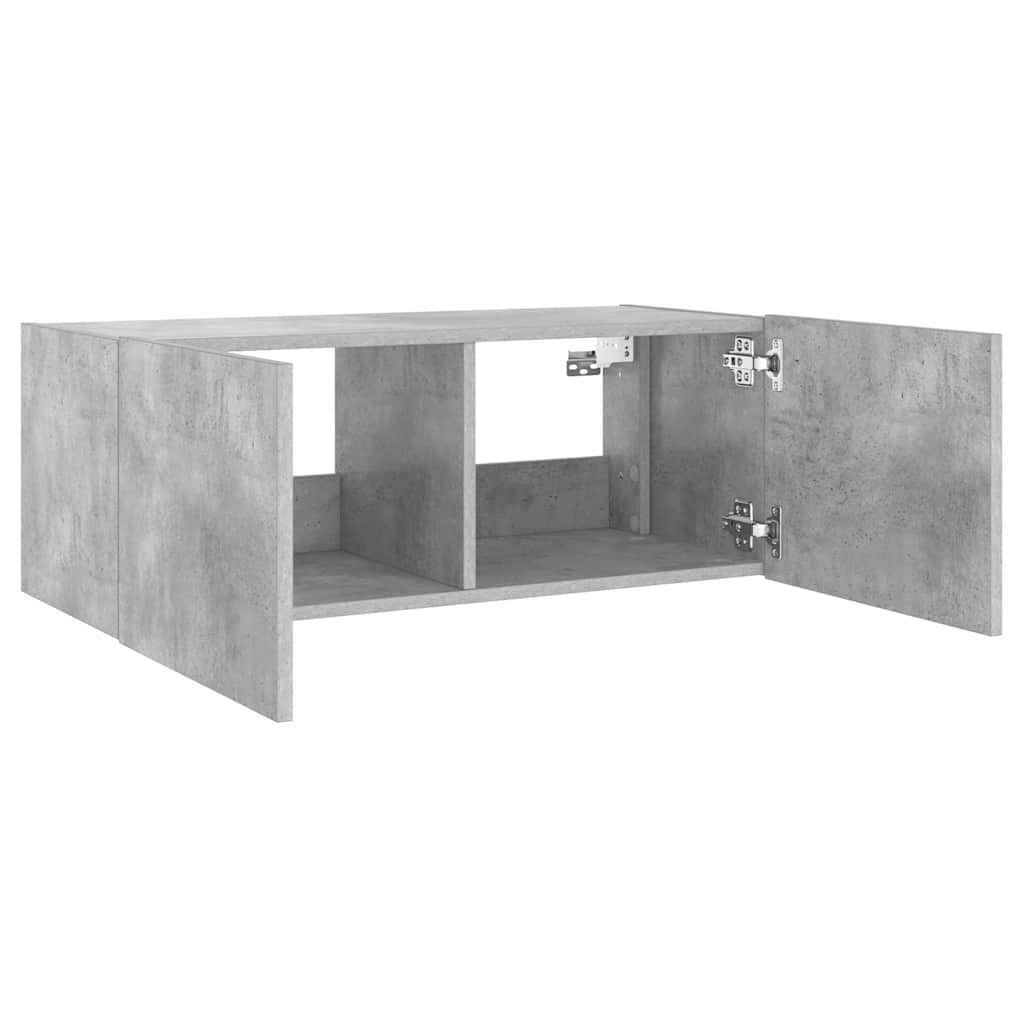 Mobile TV a Parete con Luci LED Grigio Cemento 80x35x31 cm
