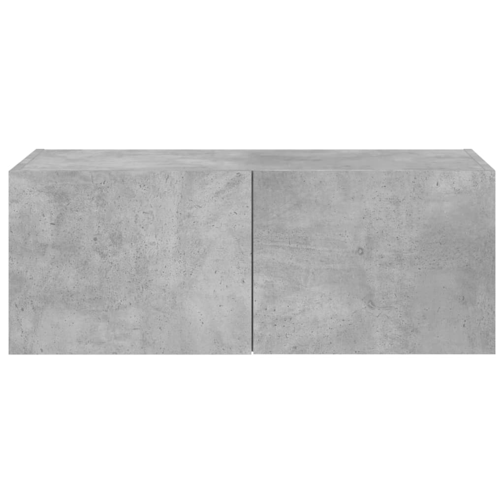Mobile TV a Parete con Luci LED Grigio Cemento 80x35x31 cm - homemem39