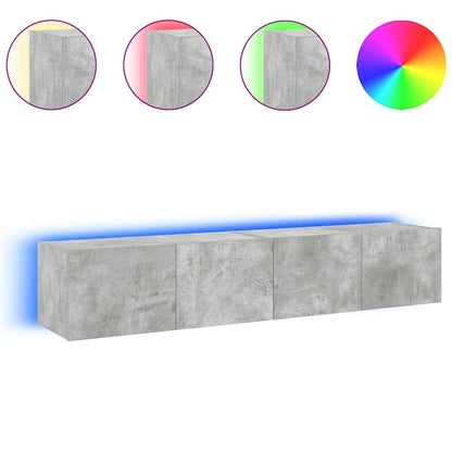 Mobili TV a Parete con Luci LED 2pz Grigio Cemento 80x35x31 cm
