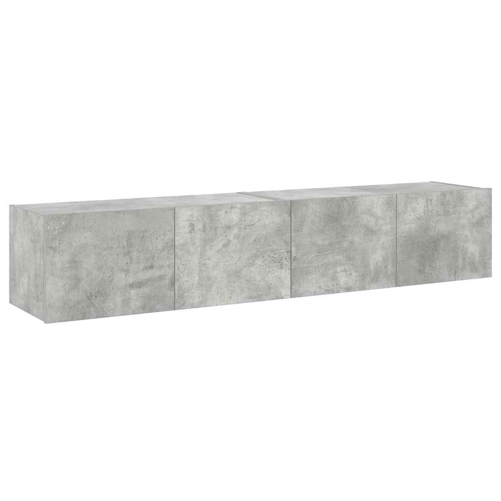 Mobili TV a Parete con Luci LED 2pz Grigio Cemento 80x35x31 cm