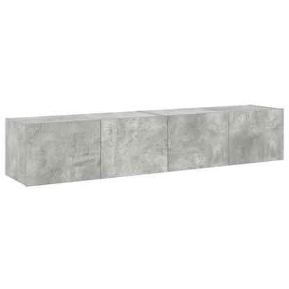 Mobili TV a Parete con Luci LED 2pz Grigio Cemento 80x35x31 cm