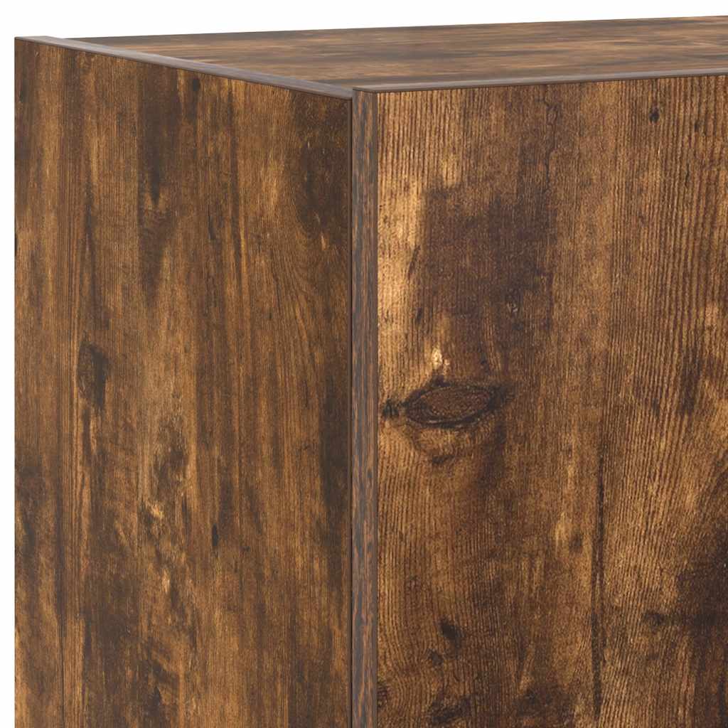 Mobile TV a Parete con Luci LED Rovere Fumo 80x35x31 cm