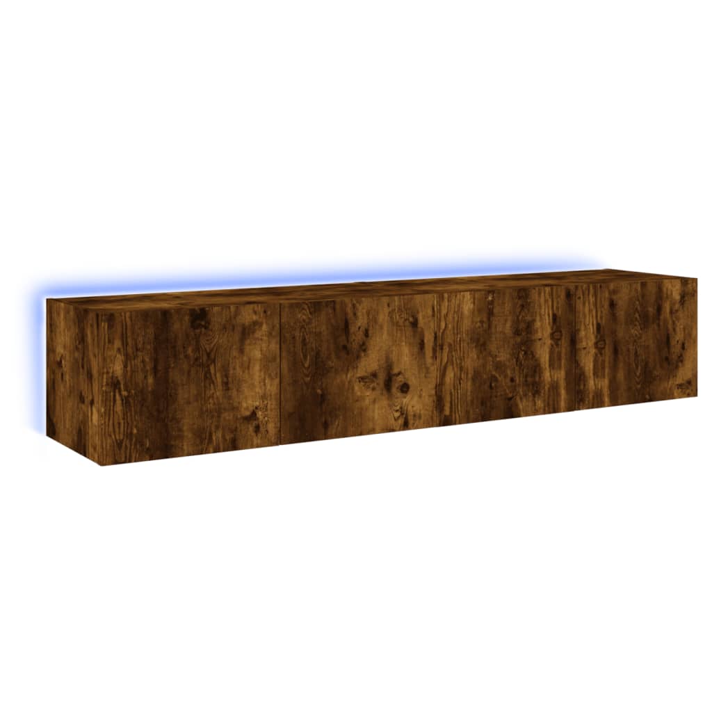 Mobili TV a Parete con Luci LED 2pz Rovere Fumo 80x35x31 cm - homemem39