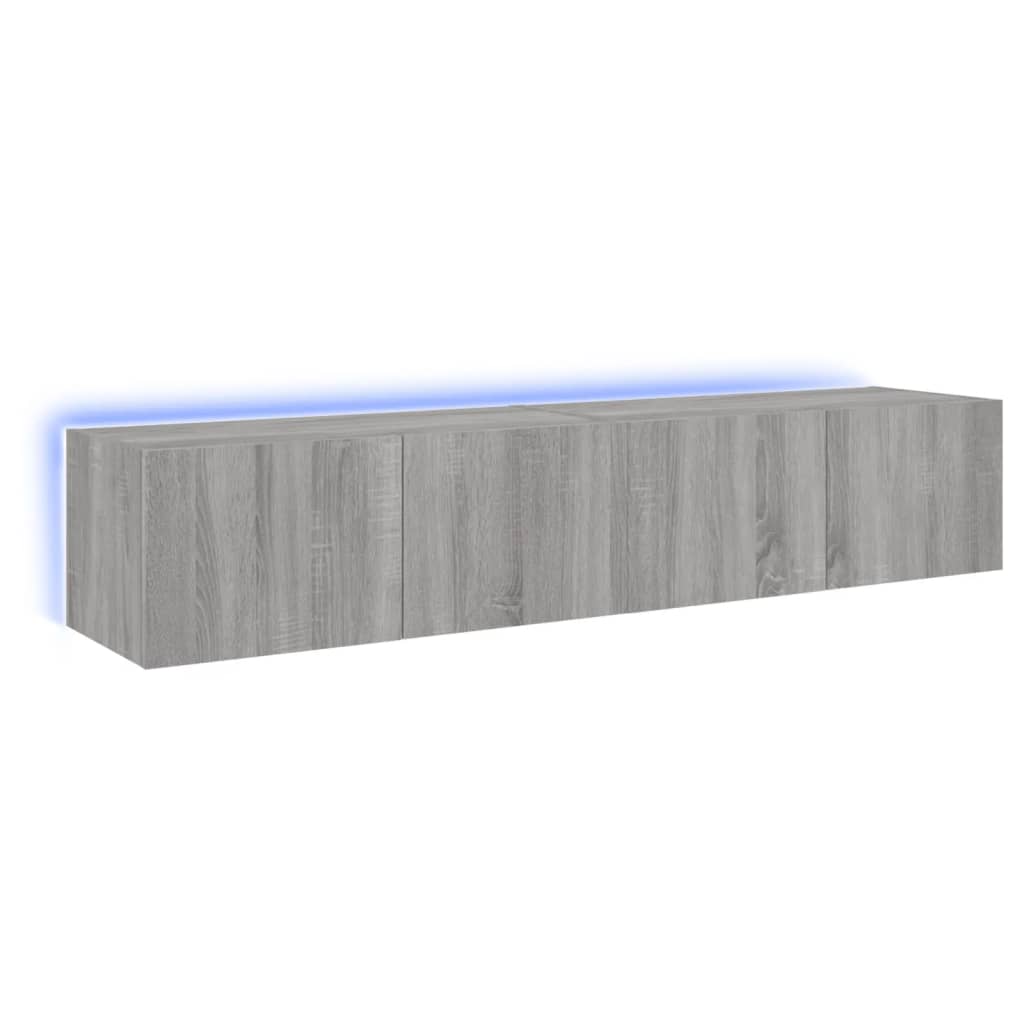 Mobili TV a Parete con Luci LED 2pz Grigio Sonoma 80x35x31 cm - homemem39