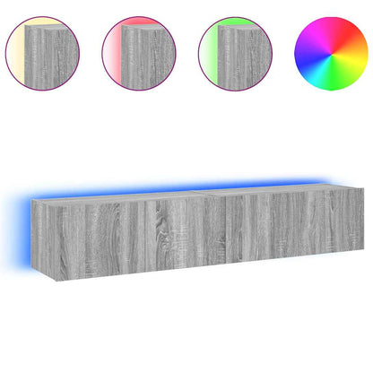 Mobili TV a Parete con Luci LED 2pz Grigio Sonoma 80x35x31 cm