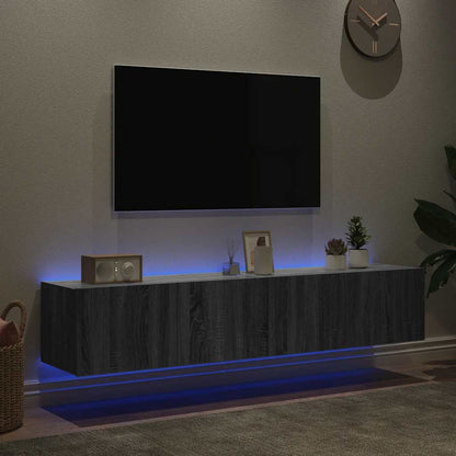 Mobili TV a Parete con Luci LED 2pz Grigio Sonoma 80x35x31 cm