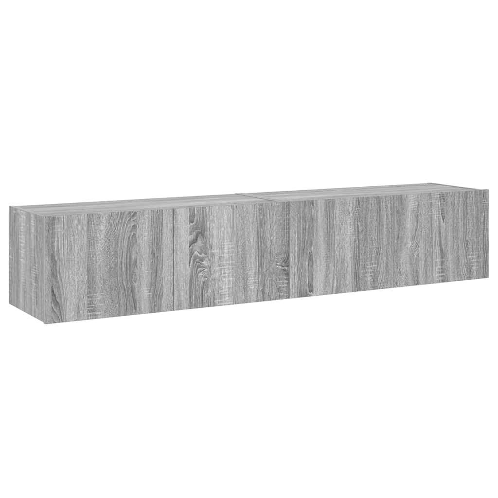 Mobili TV a Parete con Luci LED 2pz Grigio Sonoma 80x35x31 cm