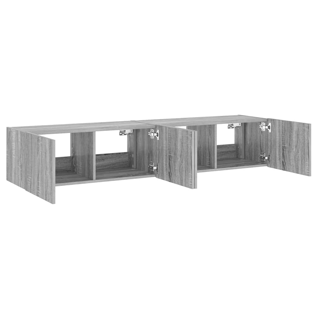 Mobili TV a Parete con Luci LED 2pz Grigio Sonoma 80x35x31 cm