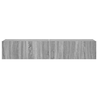 Mobili TV a Parete con Luci LED 2pz Grigio Sonoma 80x35x31 cm
