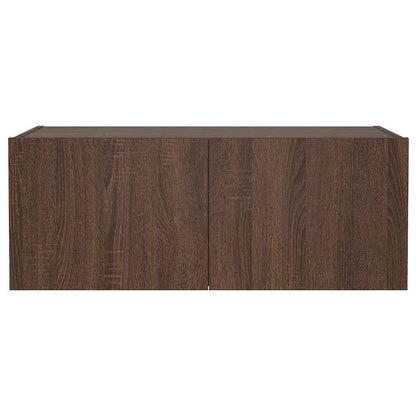 Mobile TV a Parete con Luci LED Rovere Marrone 80x35x31 cm