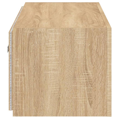 Mobile TV a Parete con Luci LED Rovere Sonoma 100x35x31 cm
