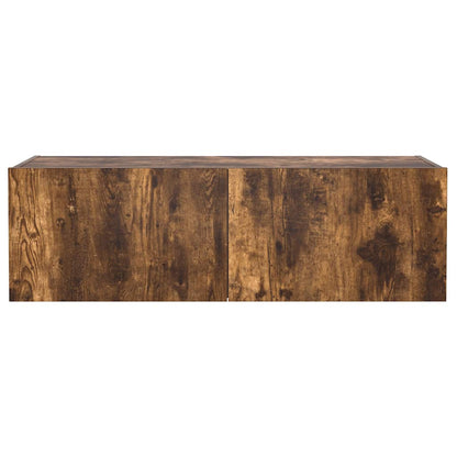 Mobile TV a Parete con Luci LED Rovere Fumo 100x35x31 cm