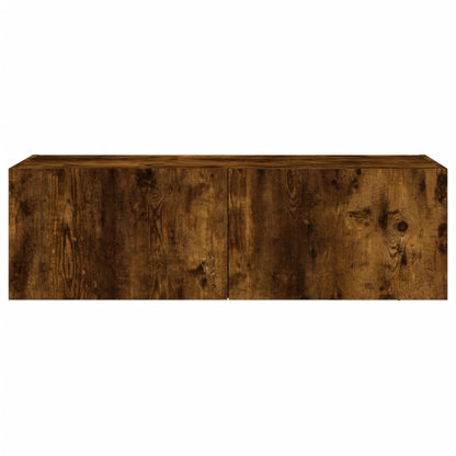 Mobile TV a Parete con Luci LED Rovere Fumo 100x35x31 cm - homemem39