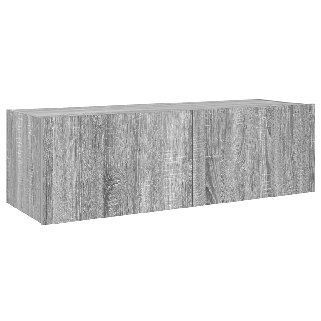 Mobile TV a Parete con Luci LED Grigio Sonoma 100x35x31 cm