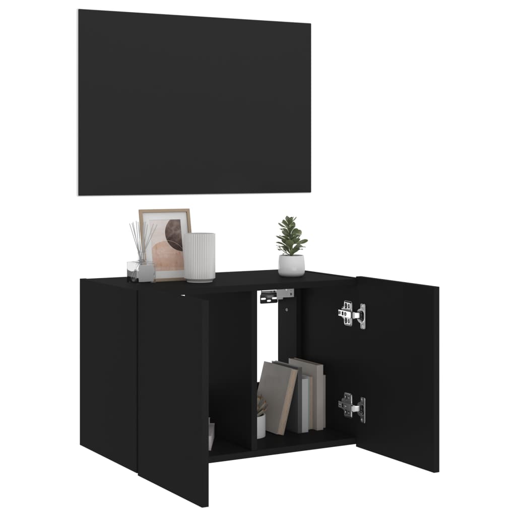 Mobile TV a Parete con Luci LED Nero 60x35x41 cm - homemem39