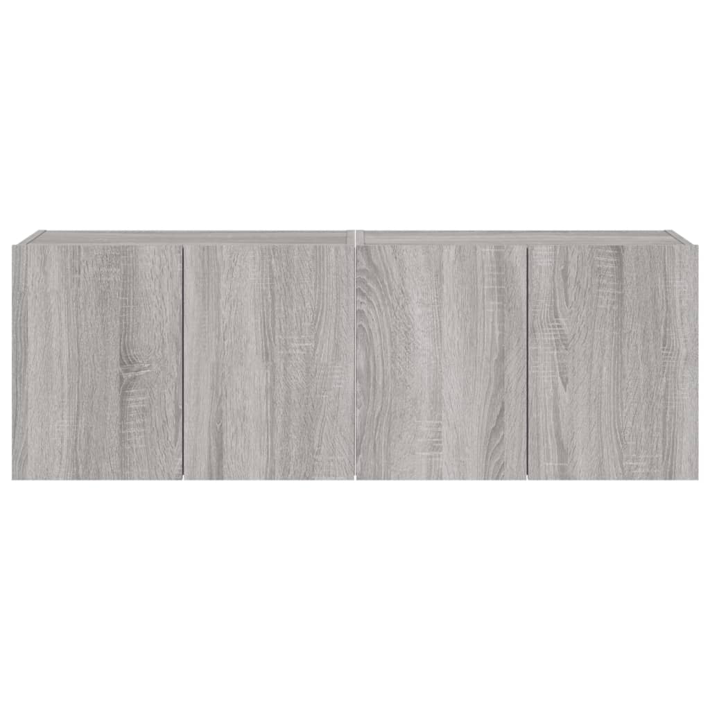 Mobili TV a Parete con Luci LED 2pz Grigio Sonoma 60x35x41 cm - homemem39