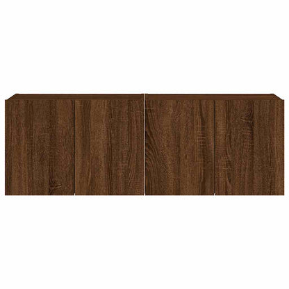 Mobili TV a Parete con Luci LED 2pz Rovere Marrone 60x35x41 cm