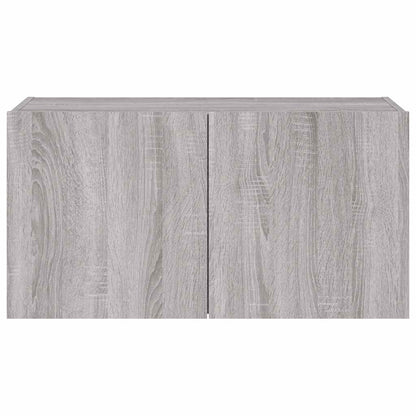 Mobile TV a Parete con Luci LED Grigio Sonoma 80x35x41 cm
