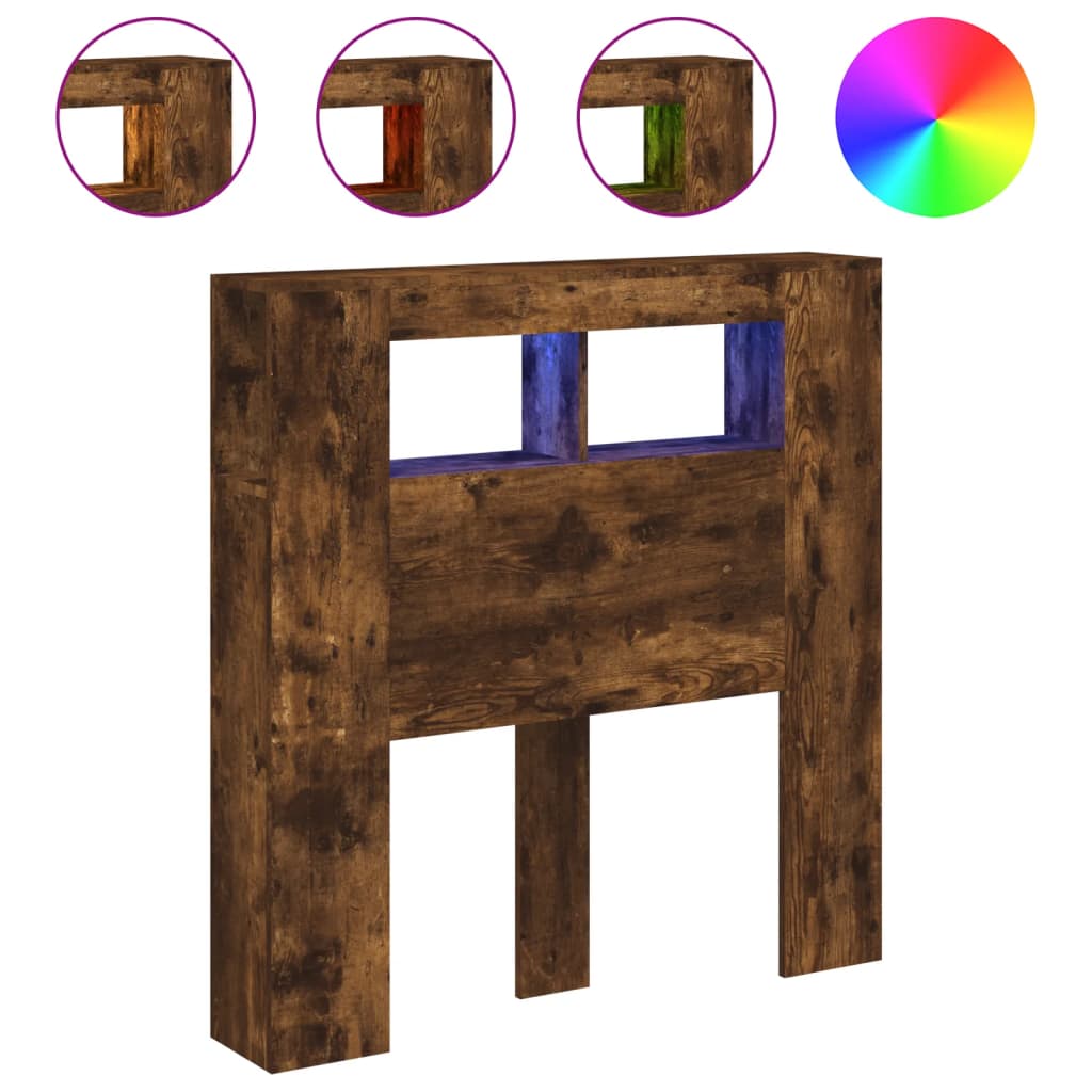 Testiera LED Rovere Fumo 100x18,5x103,5 cm Legno Multistrato - homemem39