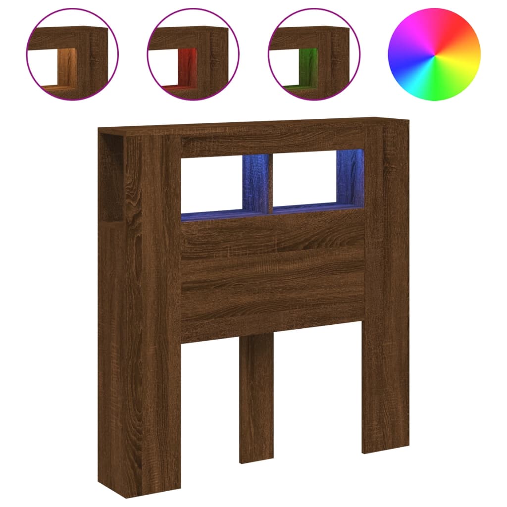 Testiera LED Rovere Marrone 100x18,5x103,5 cm Legno Multistrato - homemem39