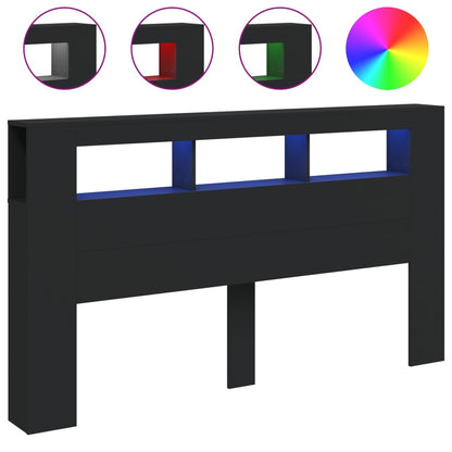 Testiera LED Nera 180x18,5x103,5 cm Legno Multistrato - homemem39