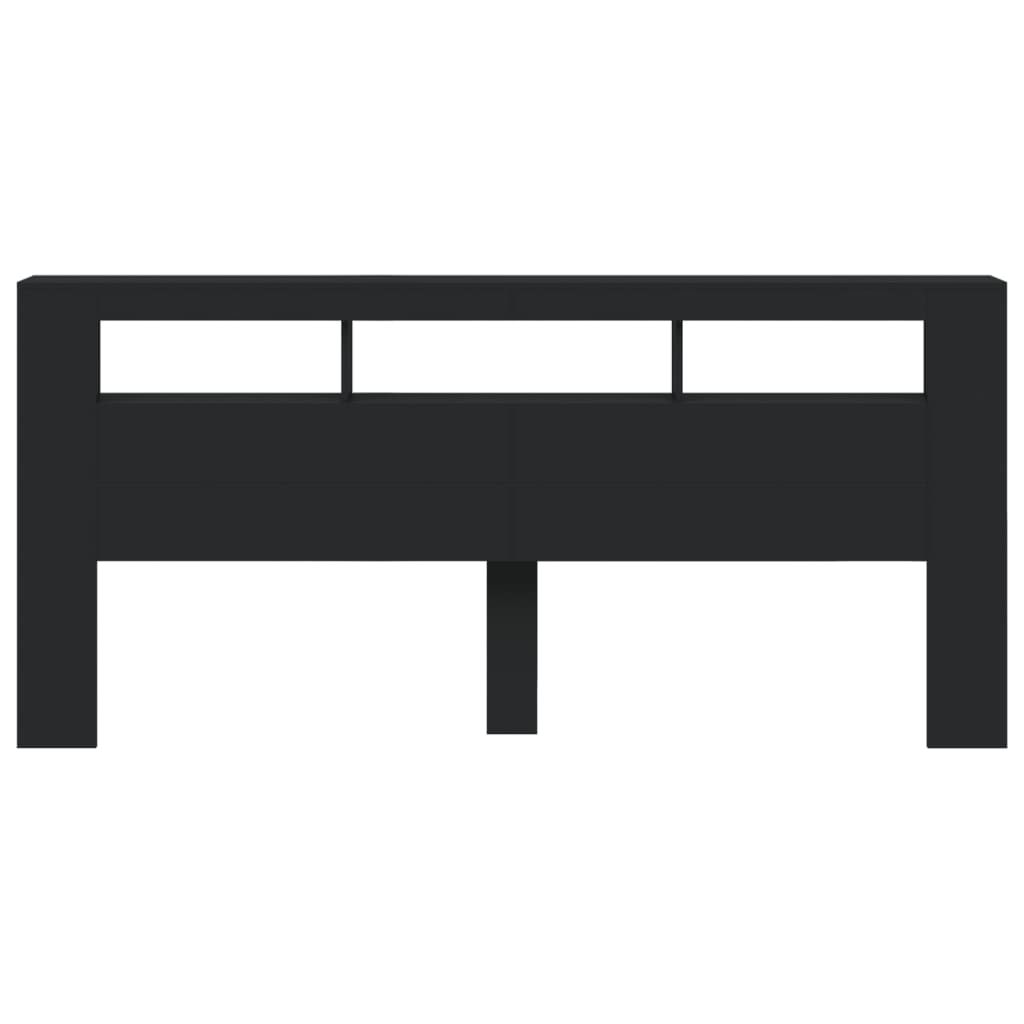 Testiera LED Nera 220x18,5x103,5 cm Legno Multistrato - homemem39