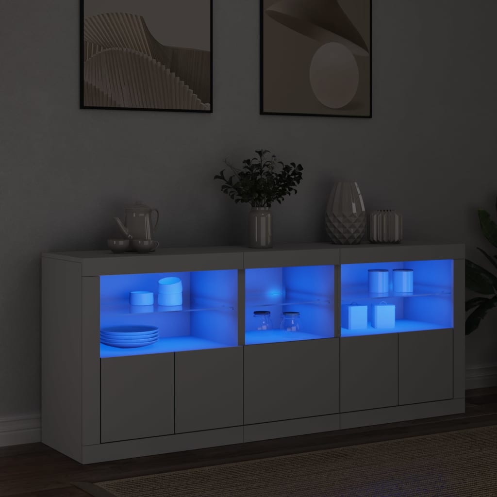 Sideboard mit weißen LED-Leuchten 162x37x67 cm