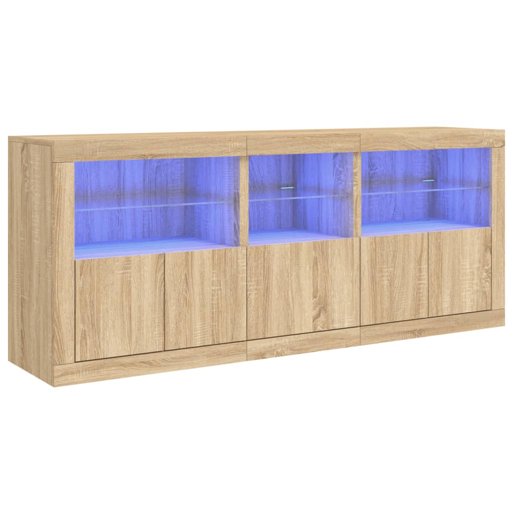 Credenza con Luci LED Rovere Sonoma 162x37x67 cm