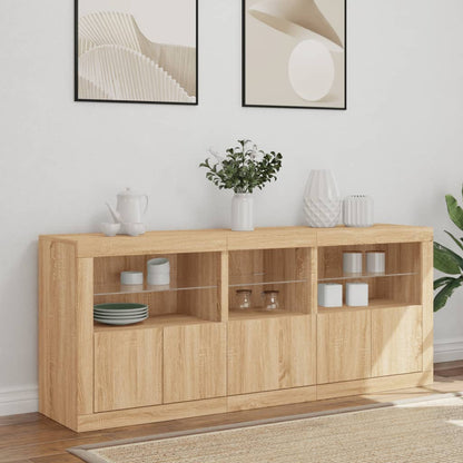 Credenza con Luci LED Rovere Sonoma 162x37x67 cm