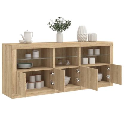 Credenza con Luci LED Rovere Sonoma 162x37x67 cm