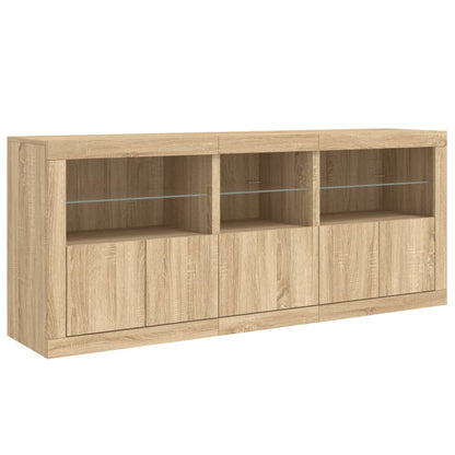 Credenza con Luci LED Rovere Sonoma 162x37x67 cm