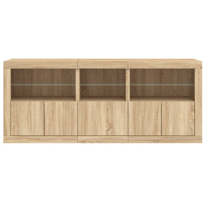 Credenza con Luci LED Rovere Sonoma 162x37x67 cm