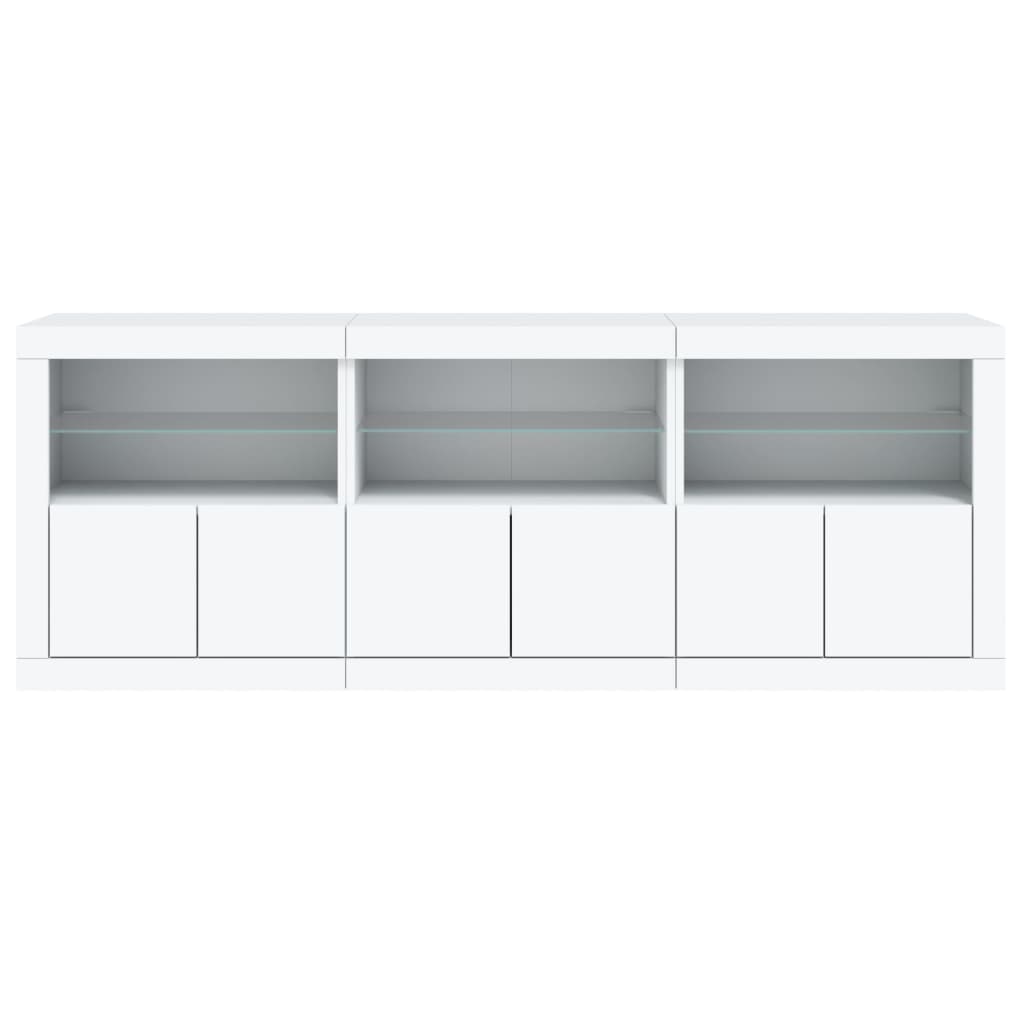 Credenza con Luci LED Bianca 181,5x37x67 cm