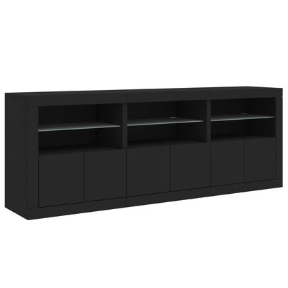 Credenza con Luci LED Nera 181,5x37x67 cm