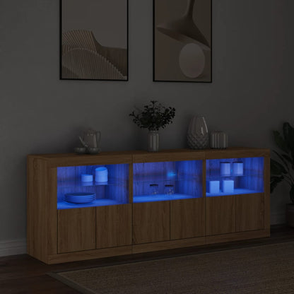 Credenza con Luci LED Rovere Sonoma 181,5x37x67 cm - homemem39