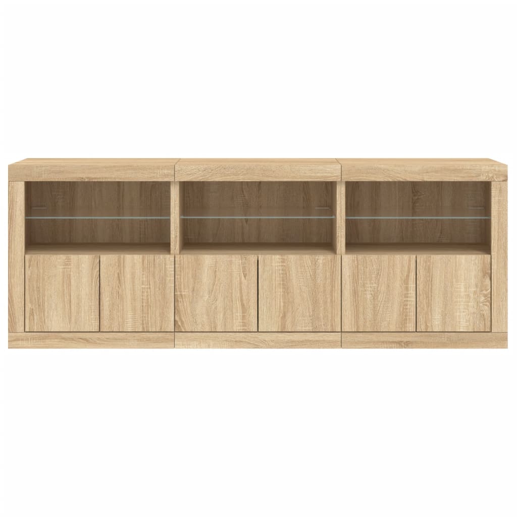 Credenza con Luci LED Rovere Sonoma 181,5x37x67 cm