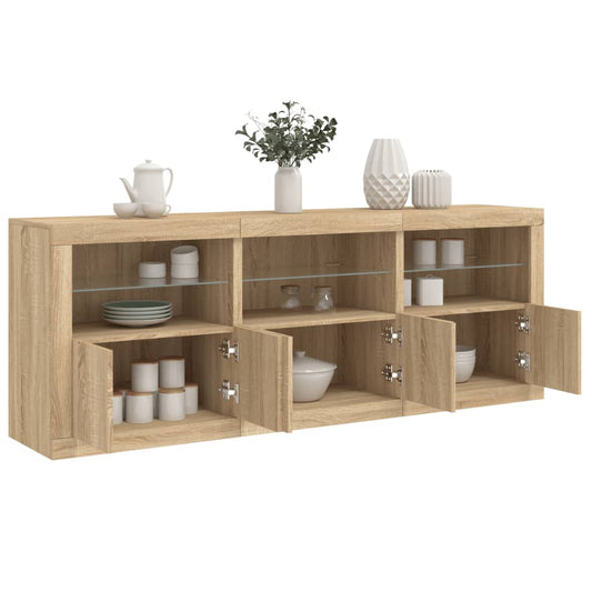 Credenza con Luci LED Rovere Sonoma 181,5x37x67 cm - homemem39