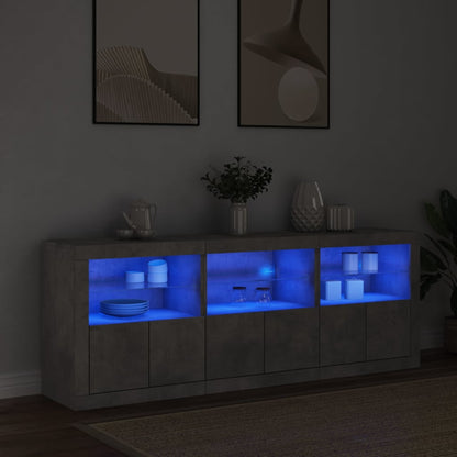 Credenza con Luci LED Grigio Cemento 181,5x37x67 cm - homemem39