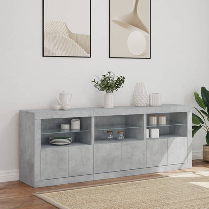 Credenza con Luci LED Grigio Cemento 181,5x37x67 cm