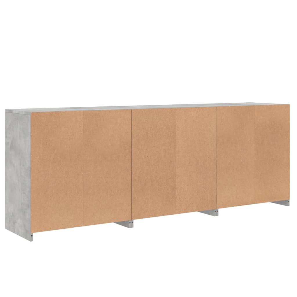 Credenza con Luci LED Grigio Cemento 181,5x37x67 cm