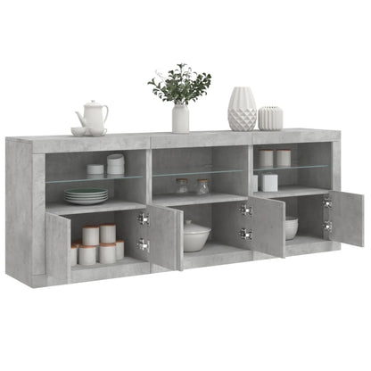 Credenza con Luci LED Grigio Cemento 181,5x37x67 cm