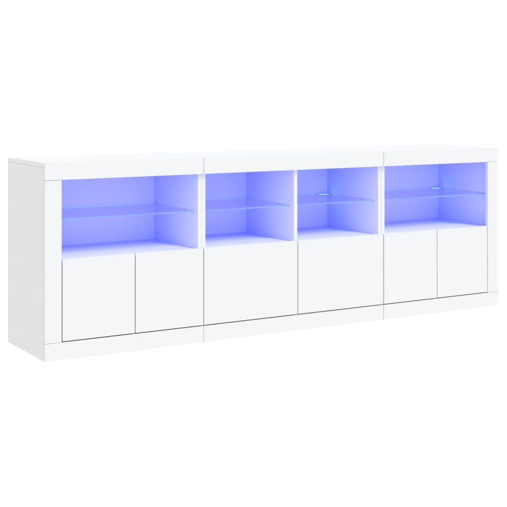 Credenza con Luci LED Bianca 202x37x67 cm - homemem39