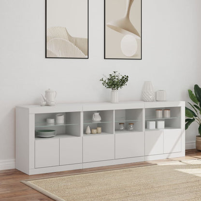 Credenza con Luci LED Bianca 202x37x67 cm - homemem39