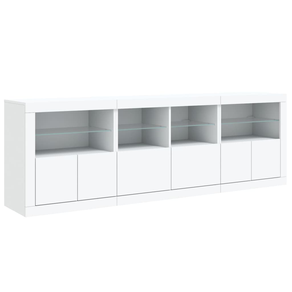 Credenza con Luci LED Bianca 202x37x67 cm - homemem39