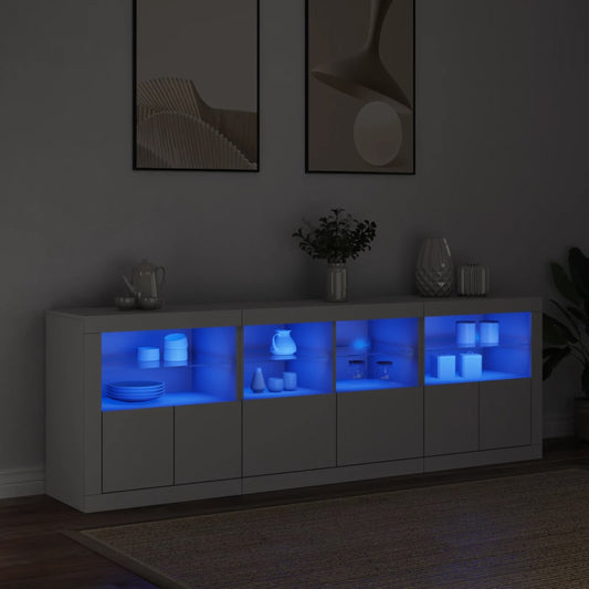 Credenza con Luci LED Bianca 202x37x67 cm - homemem39